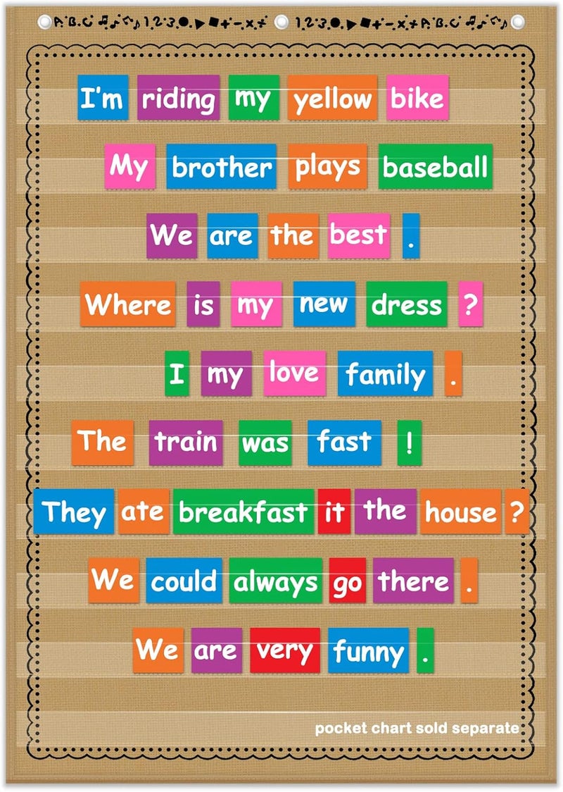 Eamay Standard Pocket Charts, Clear 10 Pocket Chart for Teacher Lessons in a Classroom or Home Use – Fits Standard 3” Sentence Strips and Word Cards, Brown - Image 1
